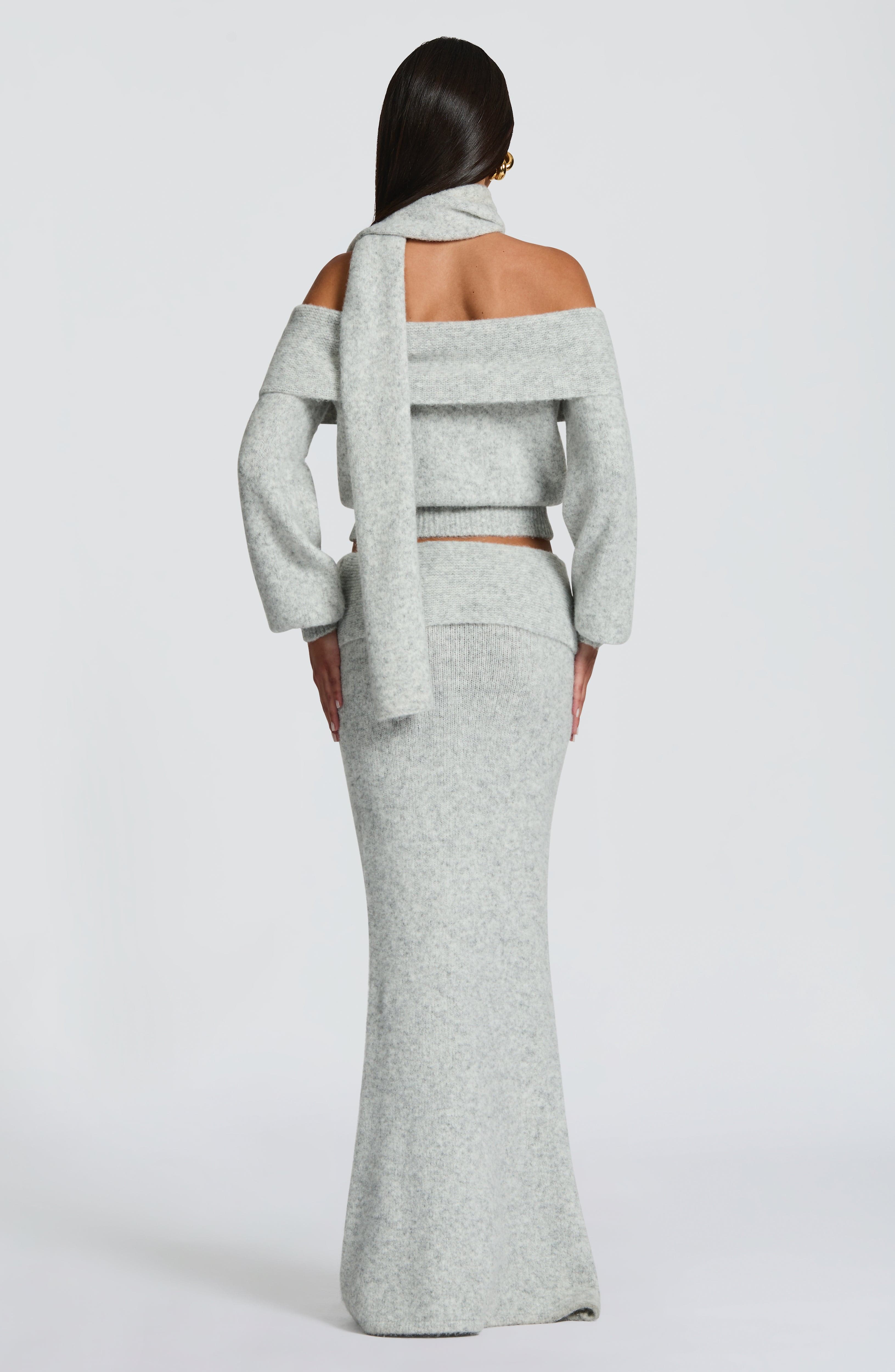 Flourenne Andra Top in Light Grey Marl
