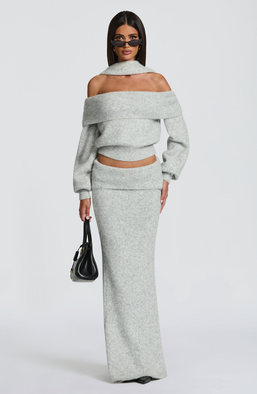 Flourenne Andra Top in Light Grey Marl