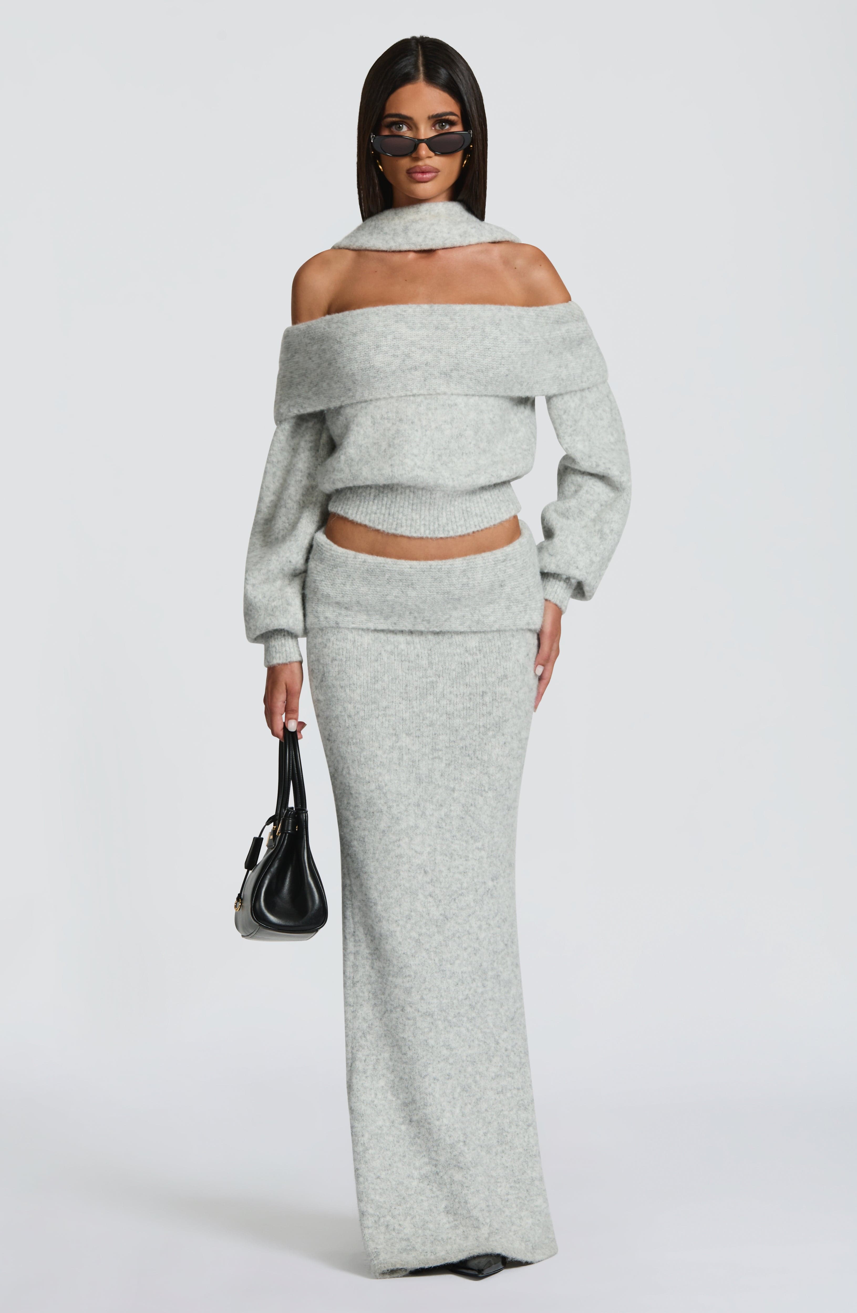 Flourenne Andra Top in Light Grey Marl