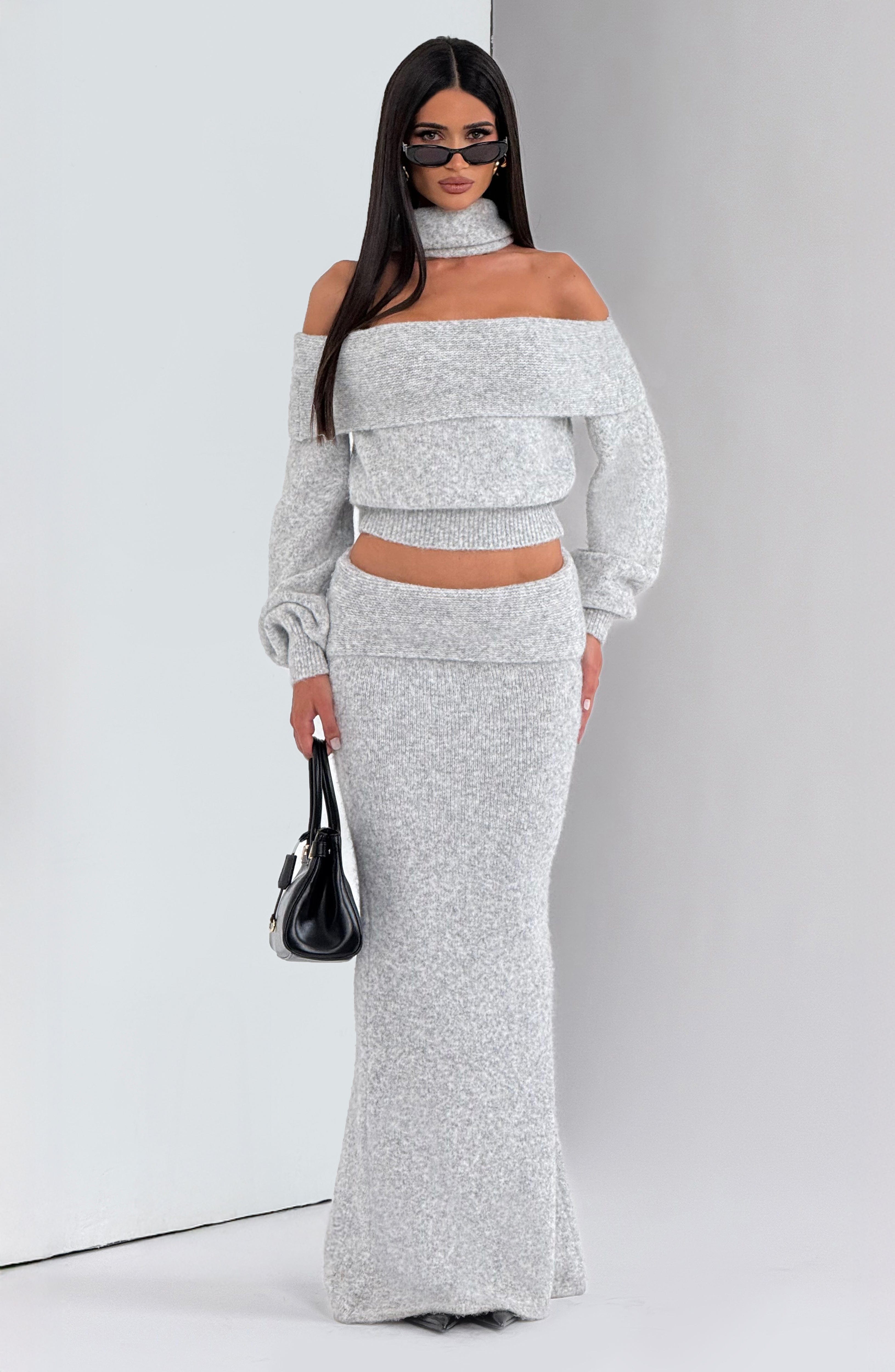 Flourenne Andra Top in Light Grey Marl