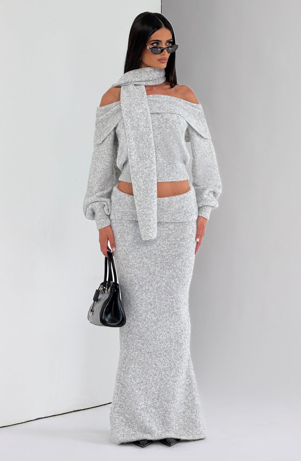 Flourenne Andra Top in Light Grey Marl