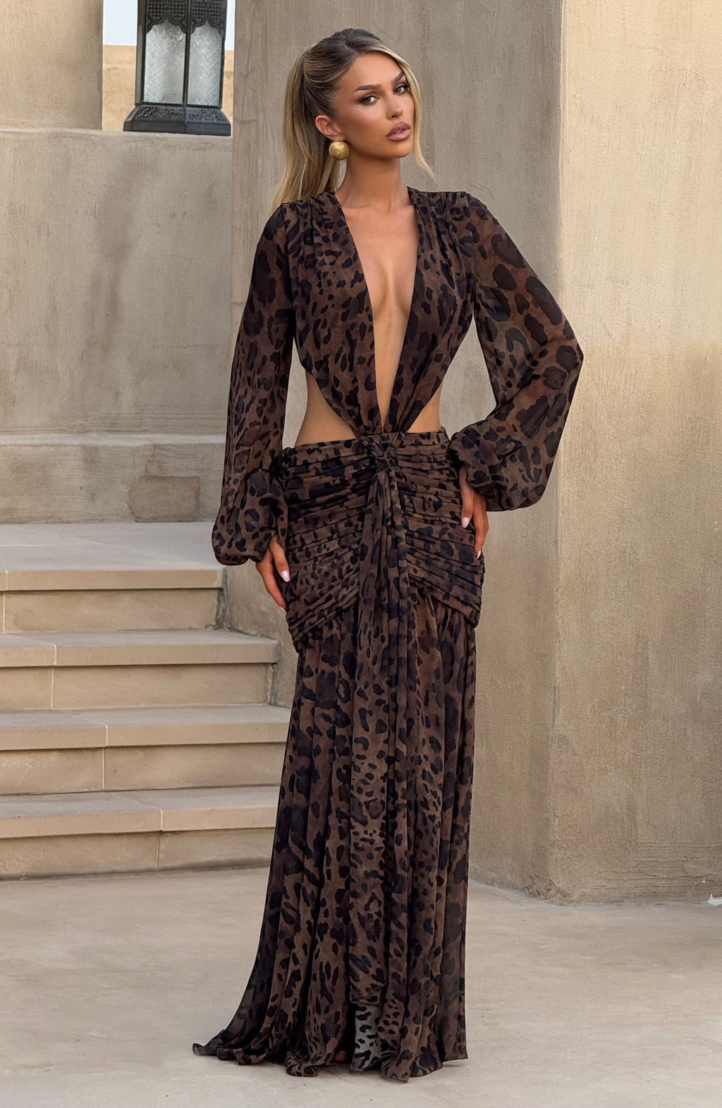 Flourenne Andreia Maxi Dress in Leopard Print