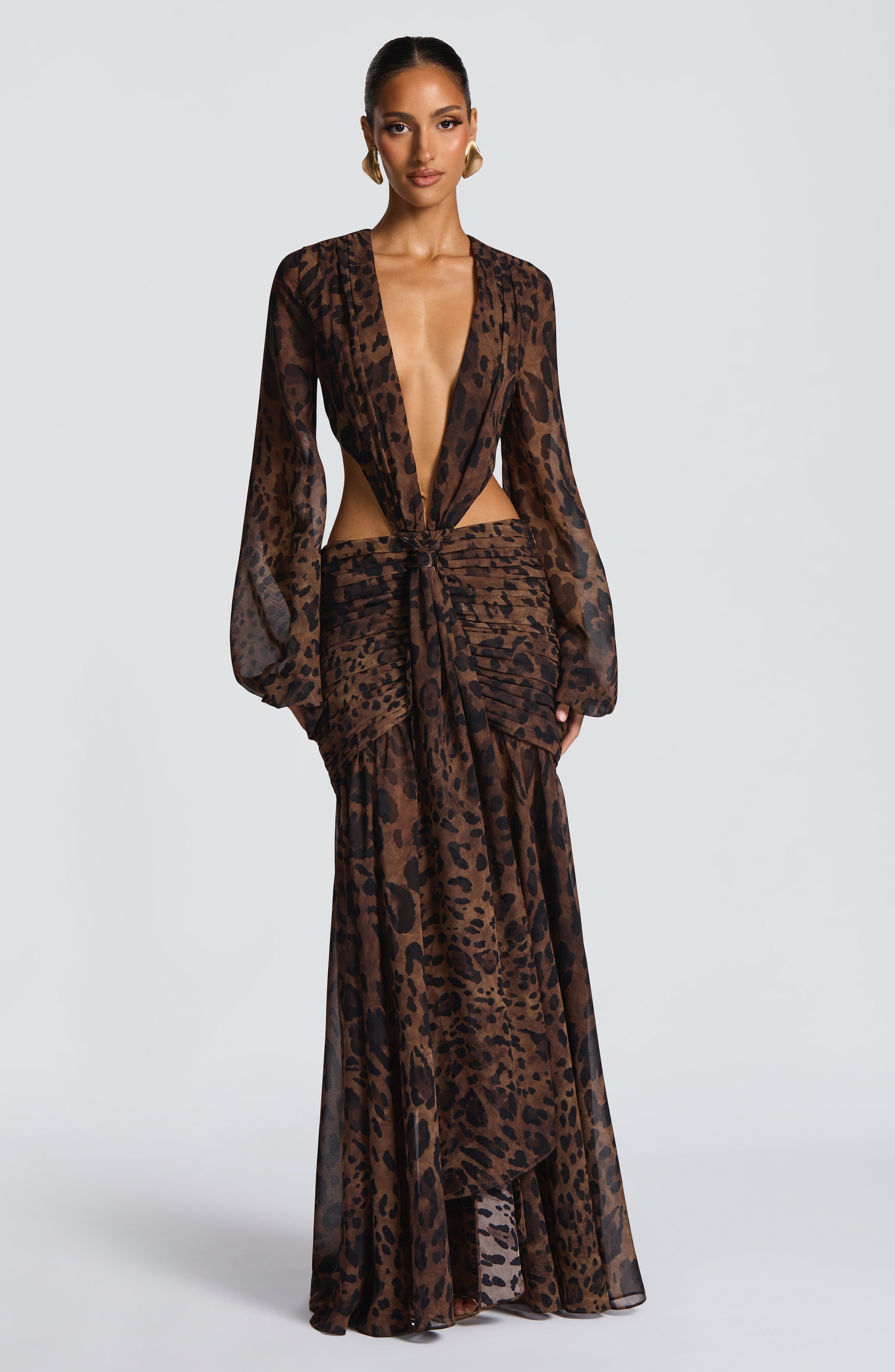 Flourenne Andreia Maxi Dress in Leopard Print