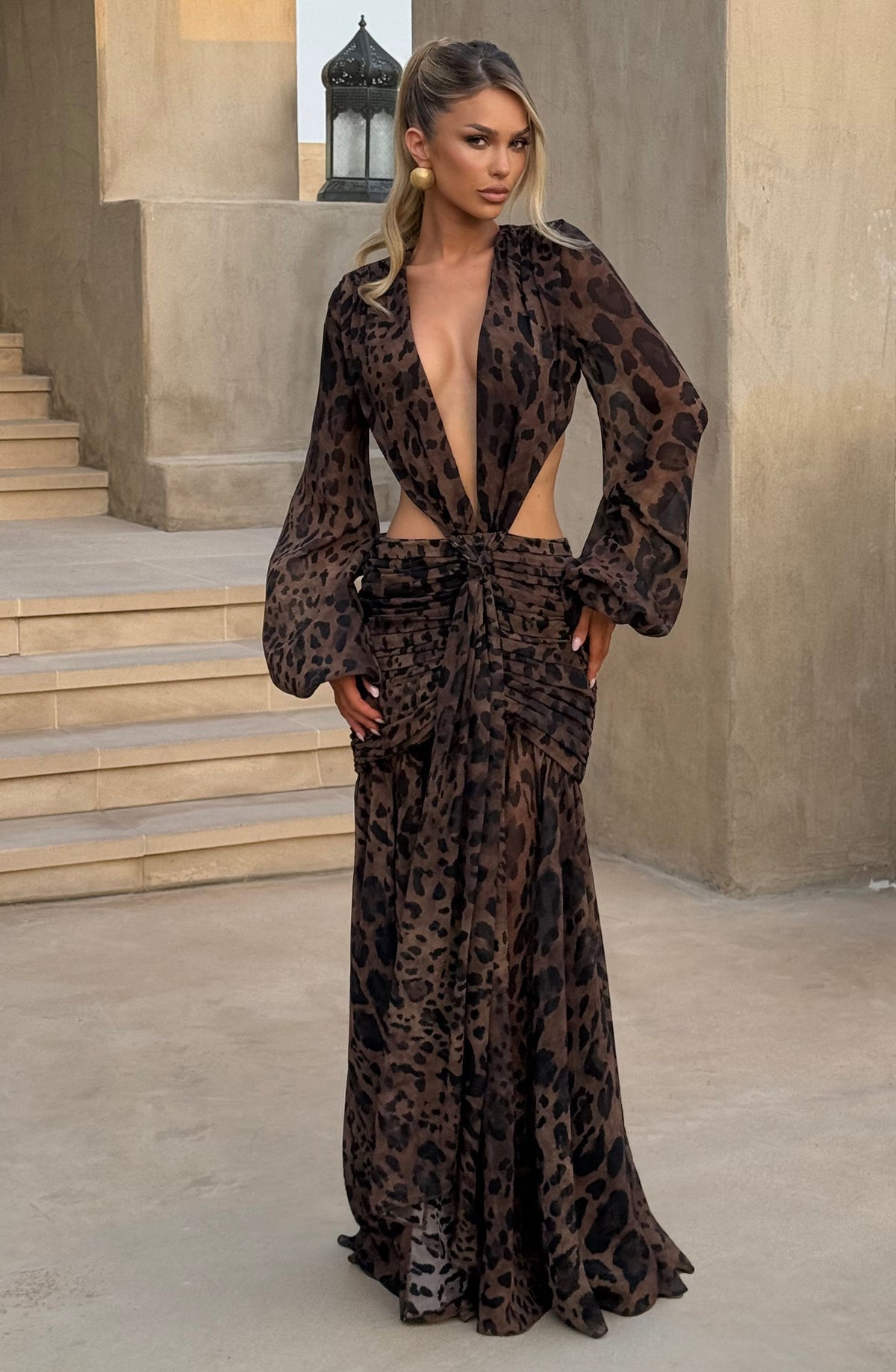 Flourenne Andreia Maxi Dress in Leopard Print