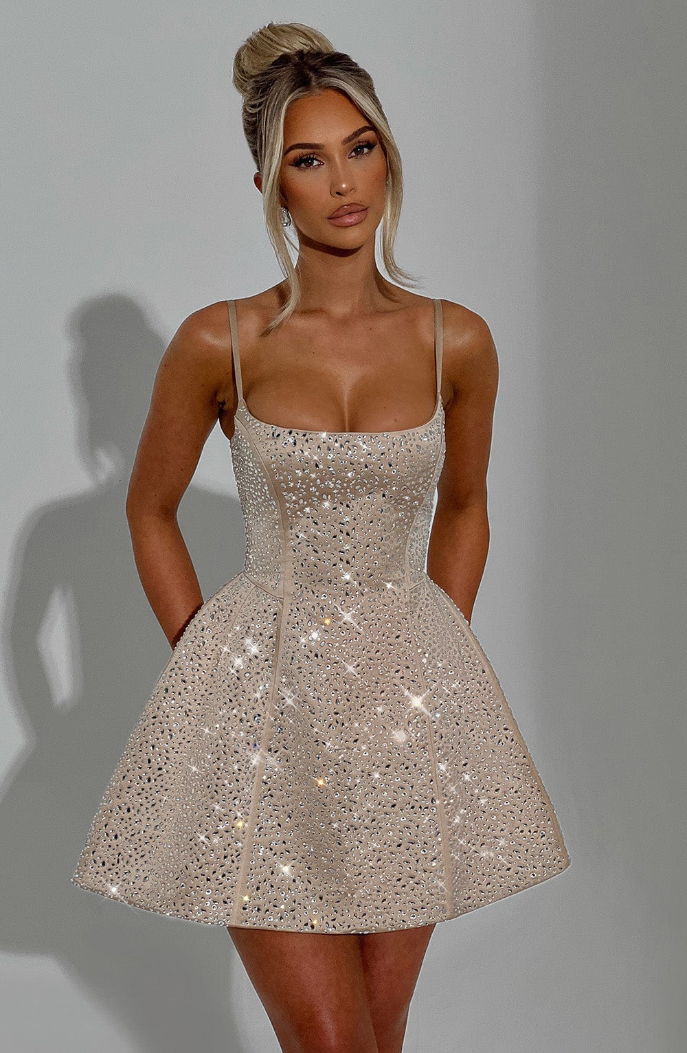 Flourenne Angeline Mini Dress in Champagne