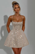 Flourenne Angeline Mini Dress in Champagne