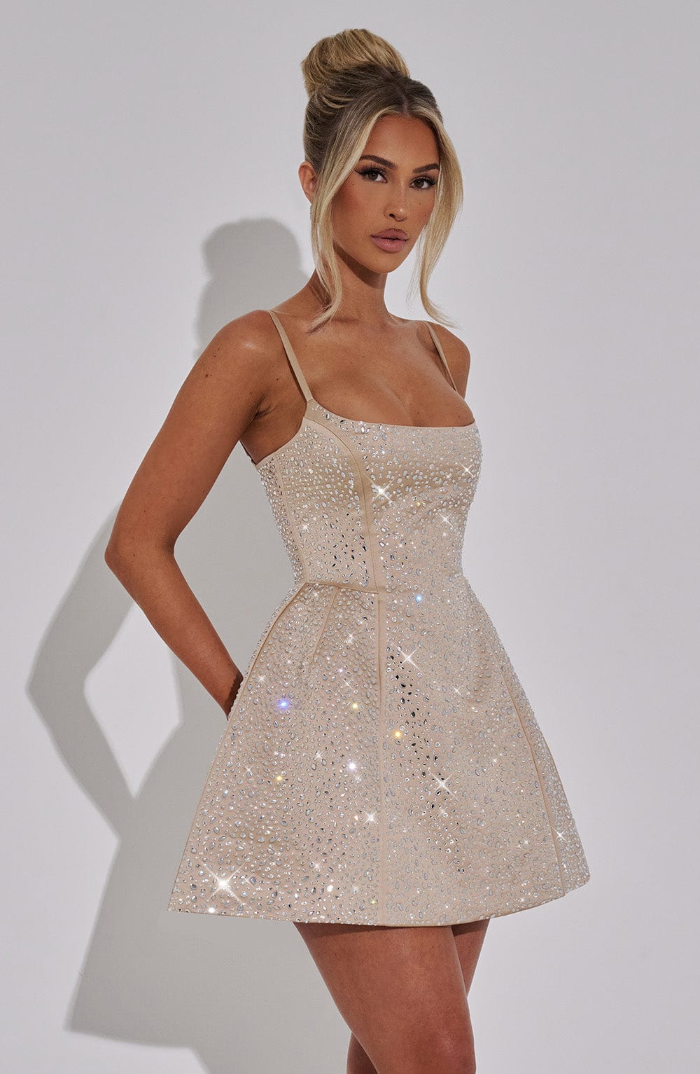 Flourenne Angeline Mini Dress in Champagne