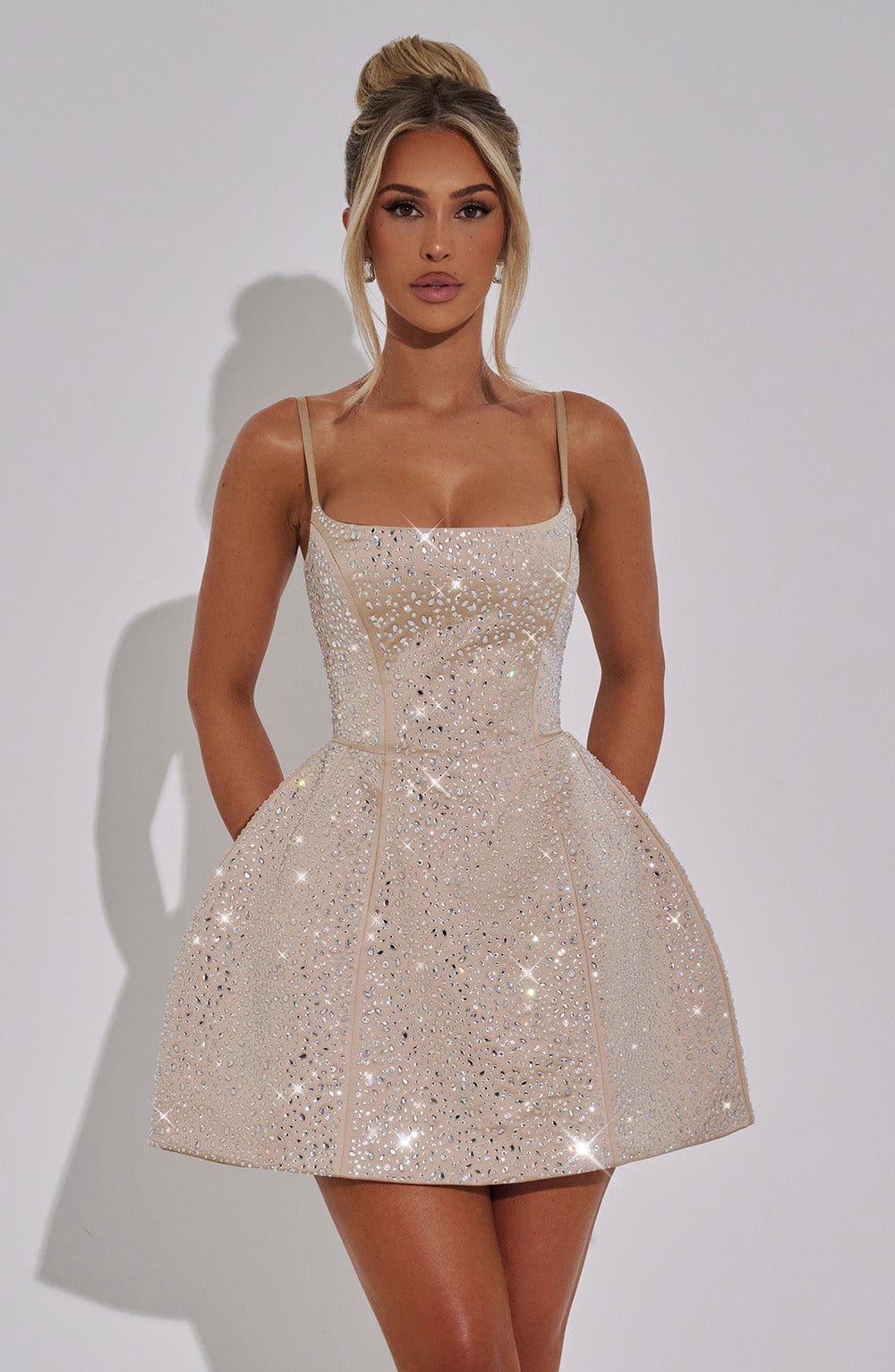 Flourenne Angeline Mini Dress in Champagne