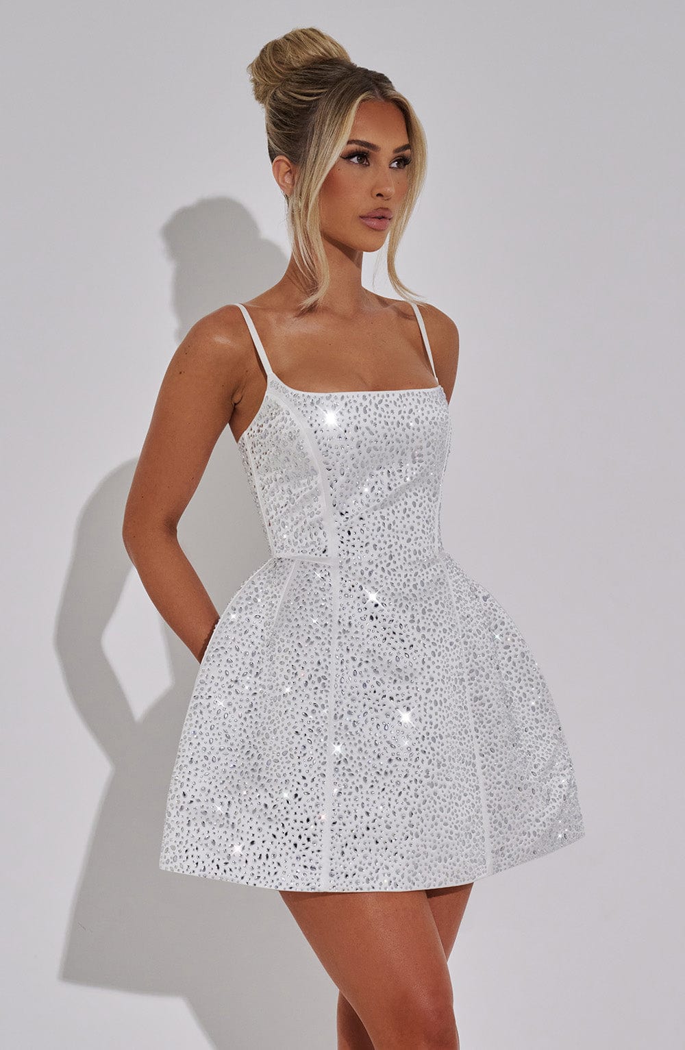 Flourenne Angeline Mini Dress in Ivory