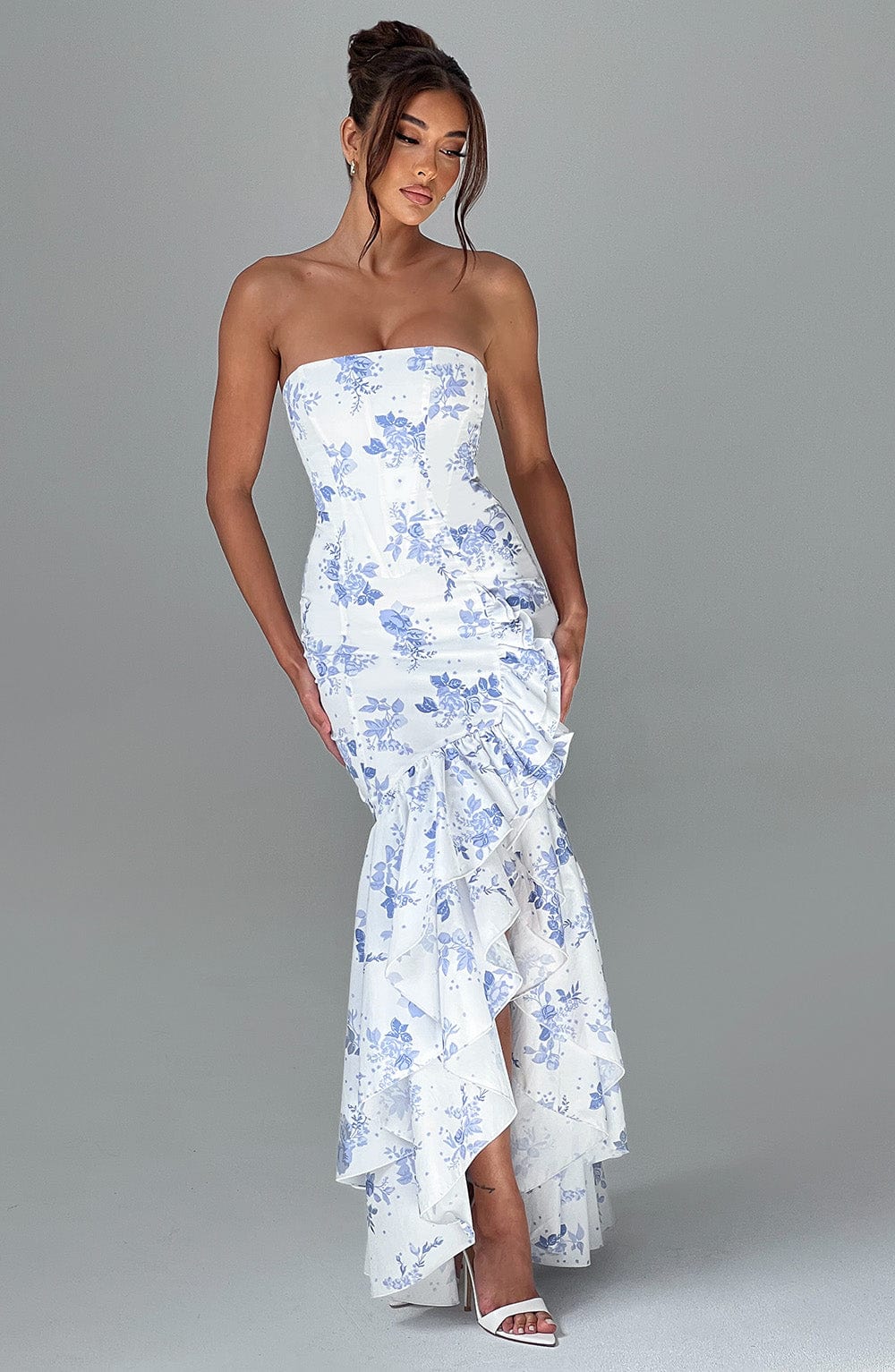 Flourenne Angelique Maxi Dress in Blue Floral Print