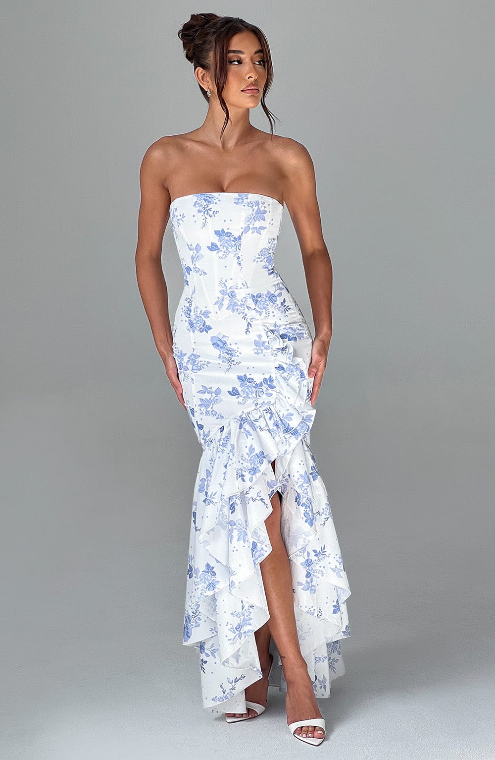 Flourenne Angelique Maxi Dress in Blue Floral Print