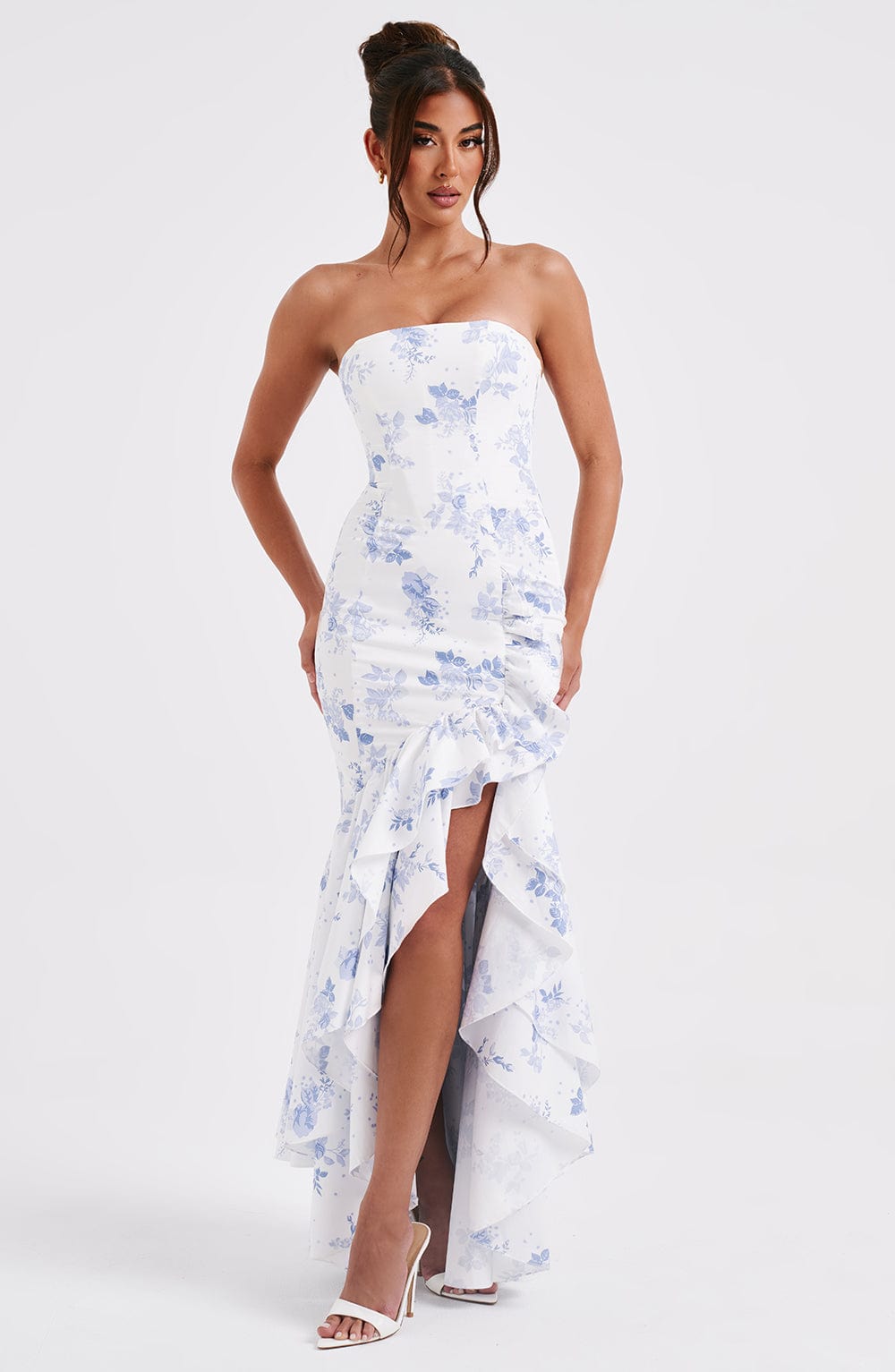 Flourenne Angelique Maxi Dress in Blue Floral Print