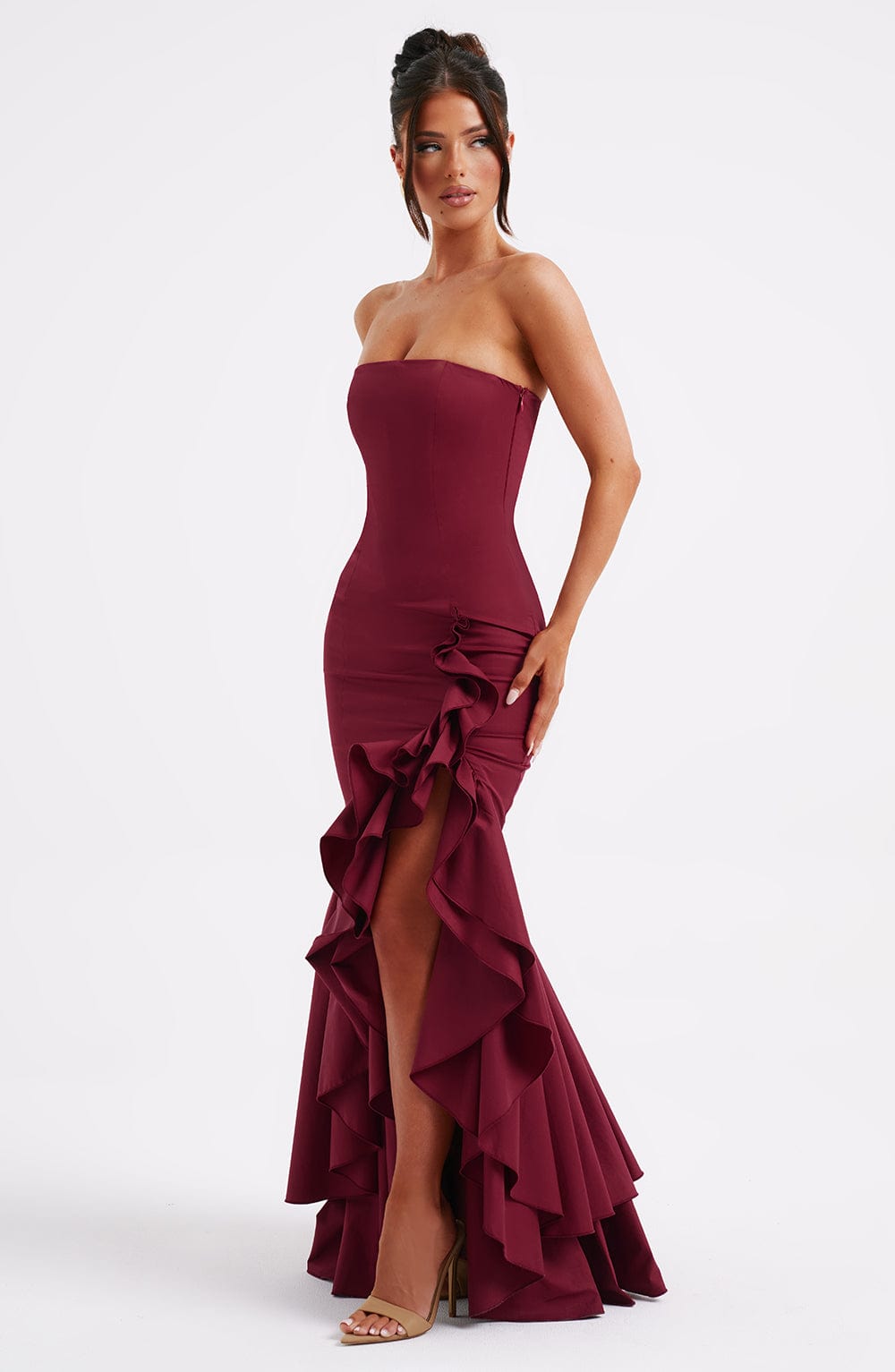 Flourenne Angelique Maxi Dress in Burgundy