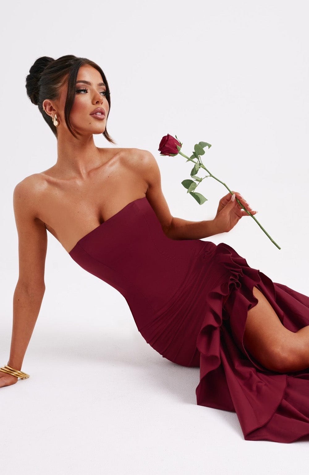 Flourenne Angelique Maxi Dress in Burgundy