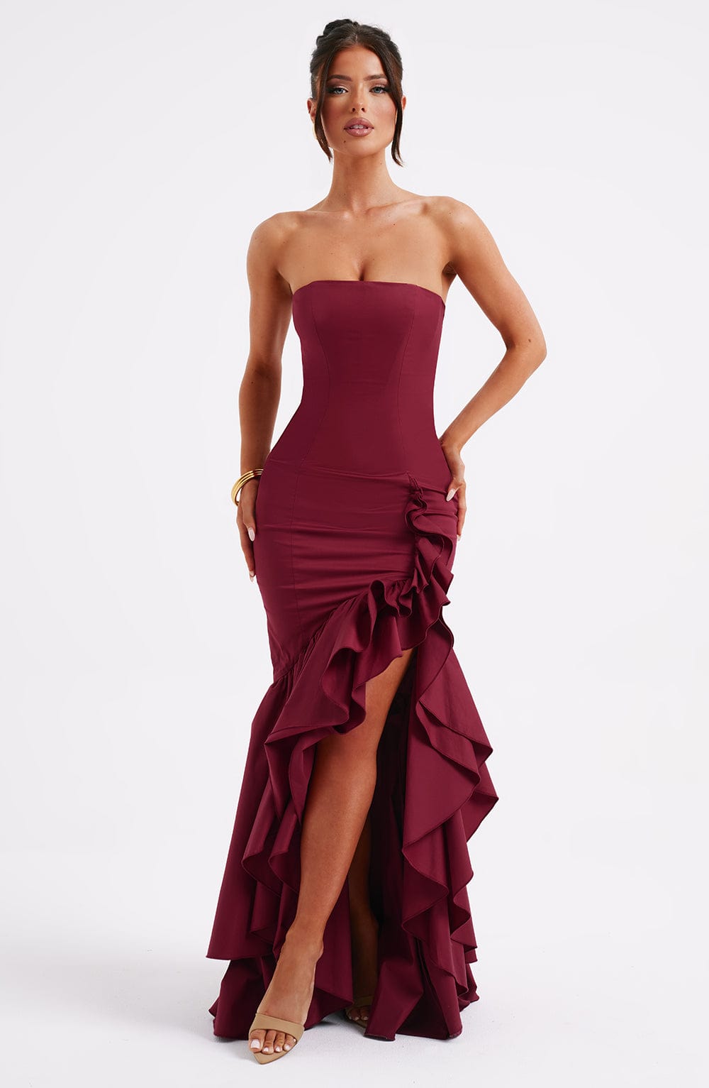 Flourenne Angelique Maxi Dress in Burgundy