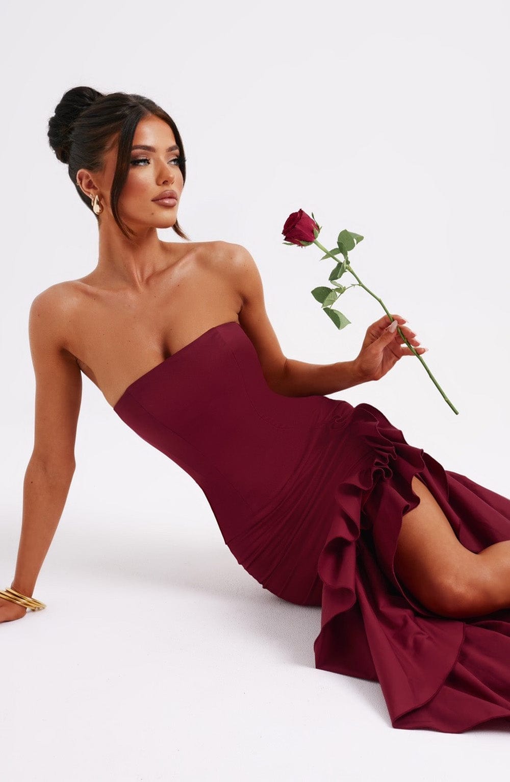 Flourenne Angelique Maxi Dress in Burgundy