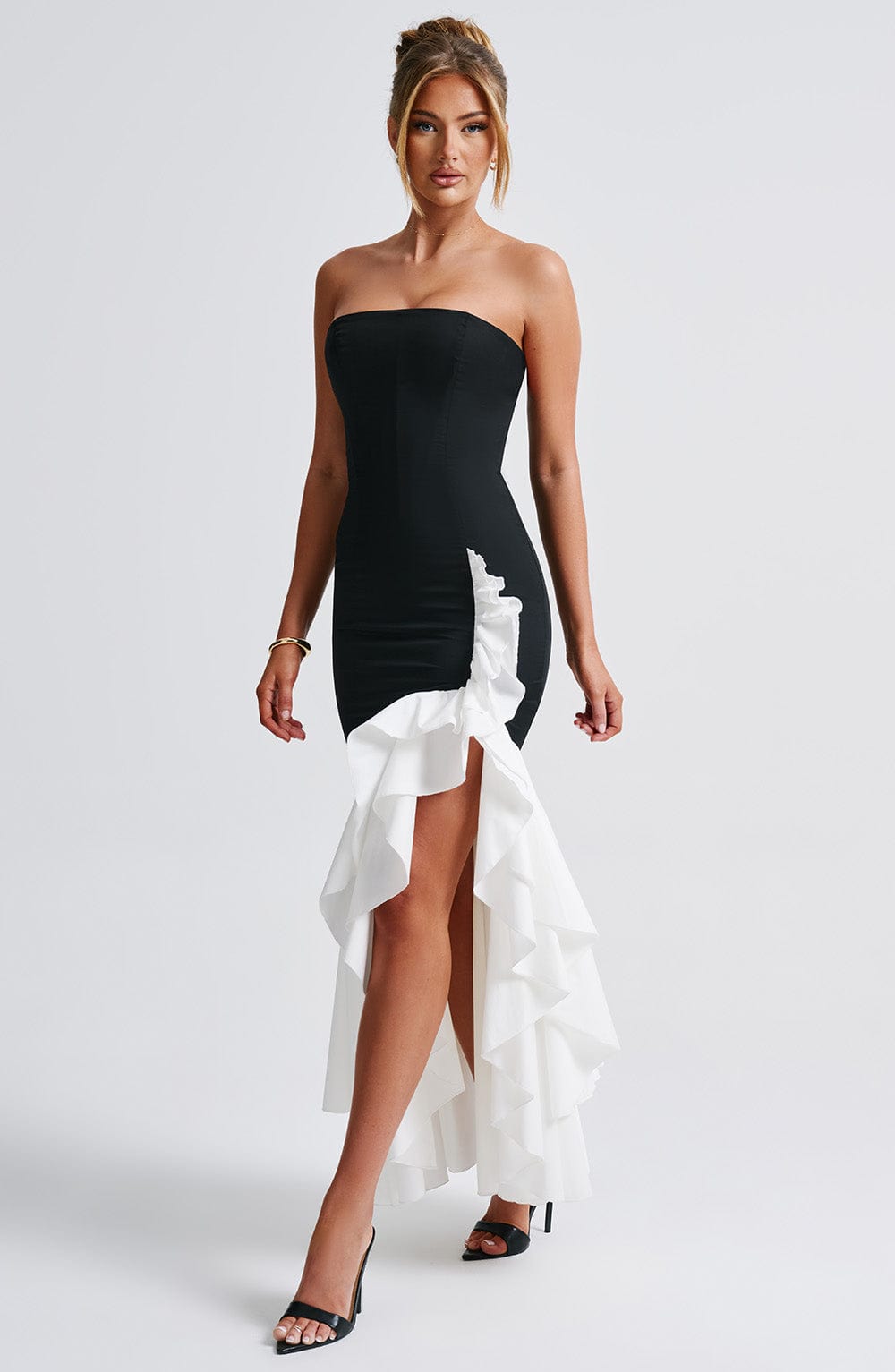 Flourenne Angelique Maxi Dress in Black/White