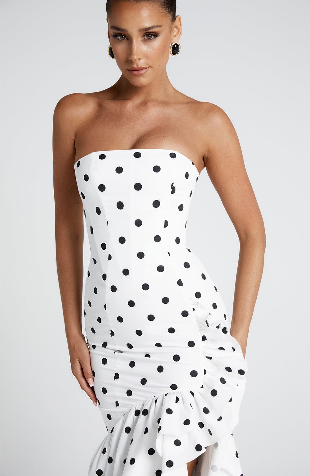 Flourenne Angelique Maxi Dress in Black Polka Dot Print