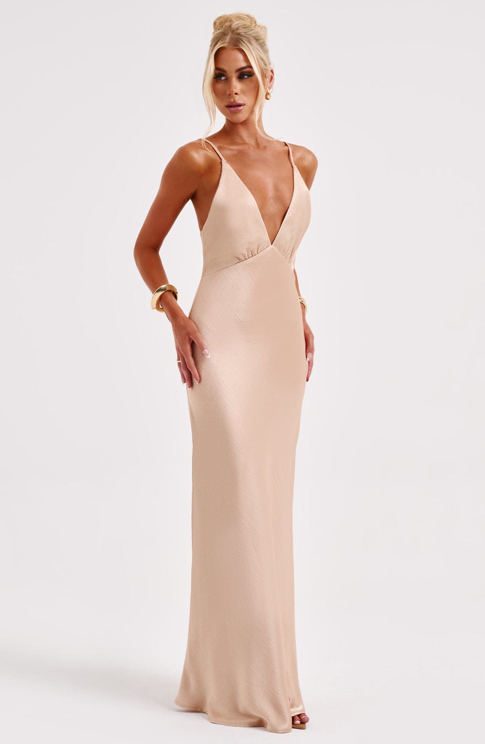 Flourenne Anya Maxi Dress in Champagne