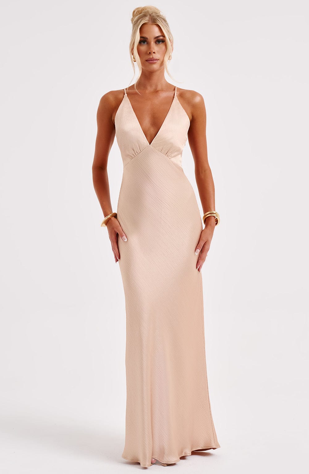 Flourenne Anya Maxi Dress in Champagne