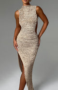 Flourenne Aphaia Midi Dress in Beige