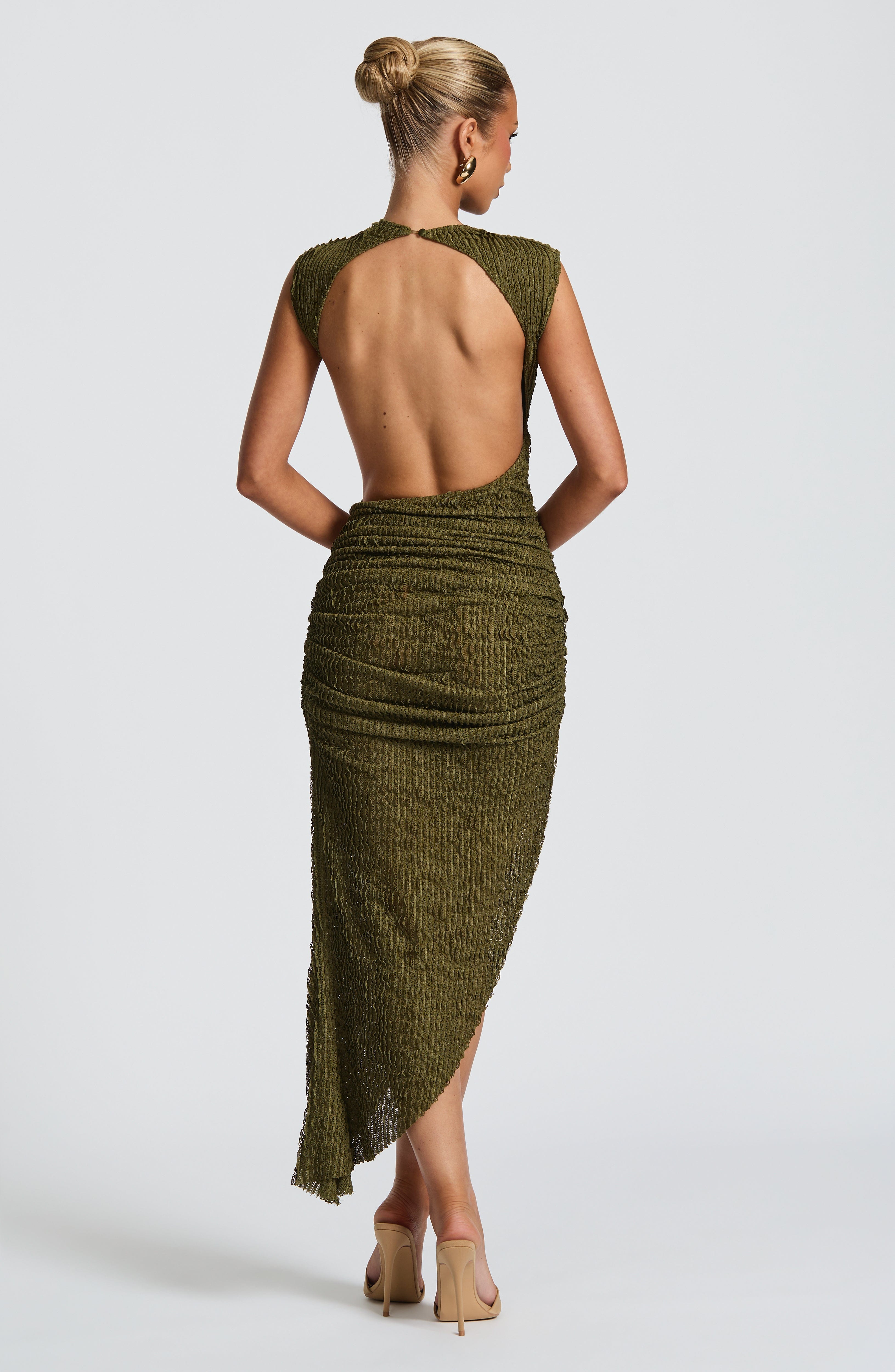 Flourenne Aphaia Midi Dress in Khaki