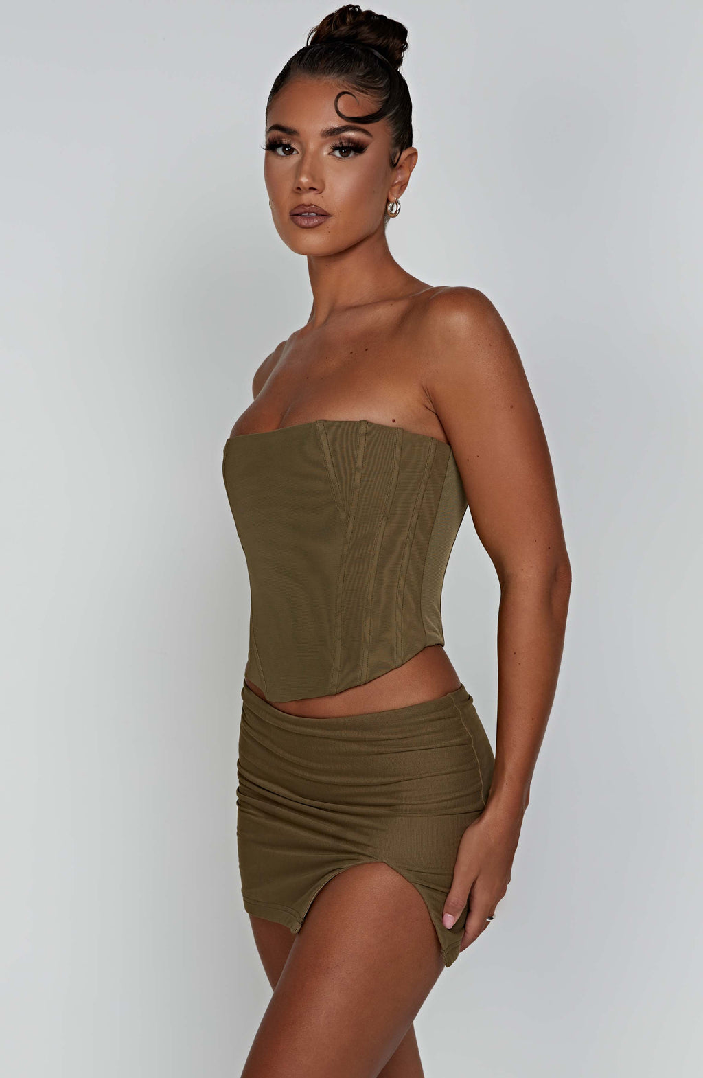 Flourenne Aria Mini Skirt in Khaki