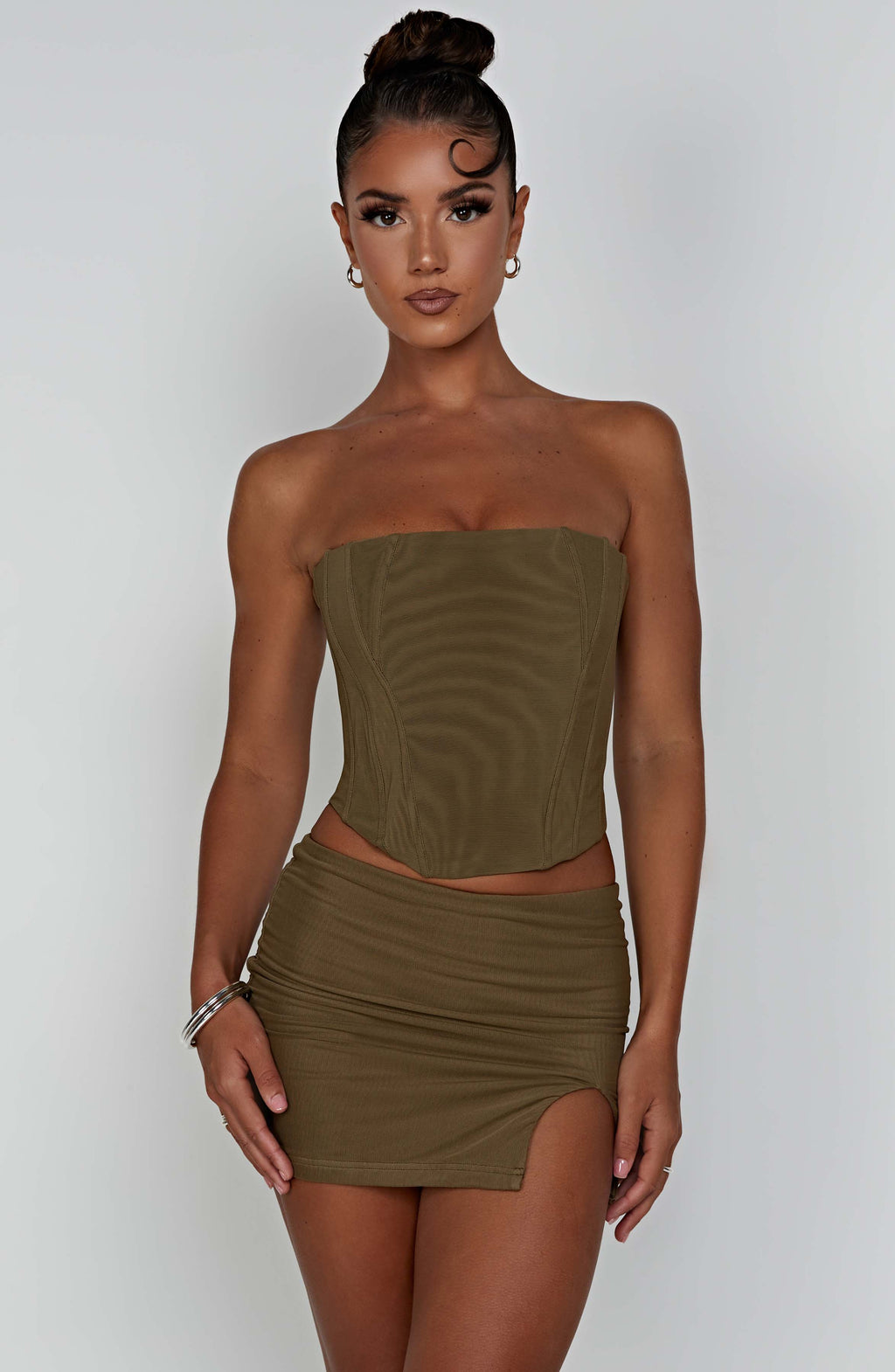Flourenne Aria Mini Skirt in Khaki