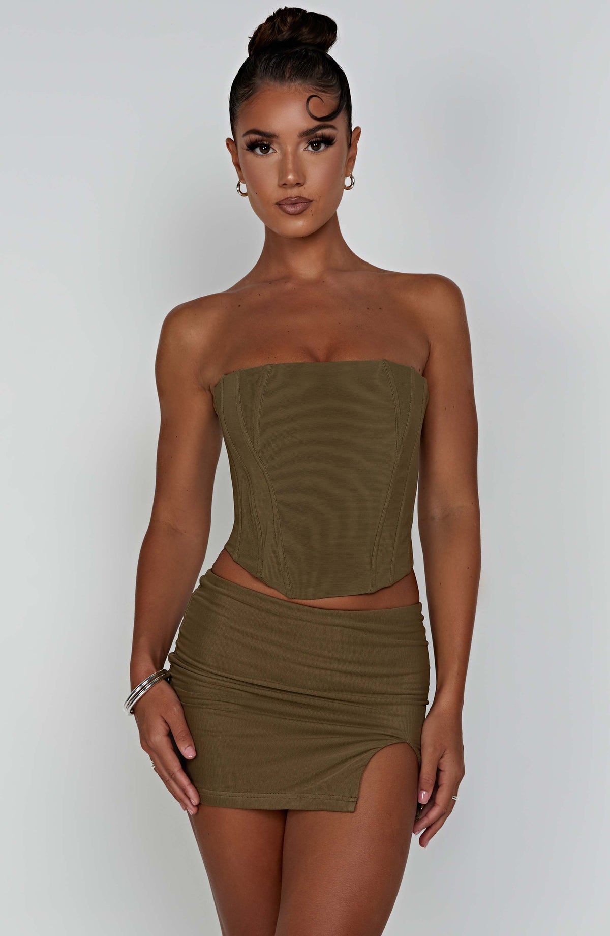 Flourenne Aria Mini Skirt in Khaki