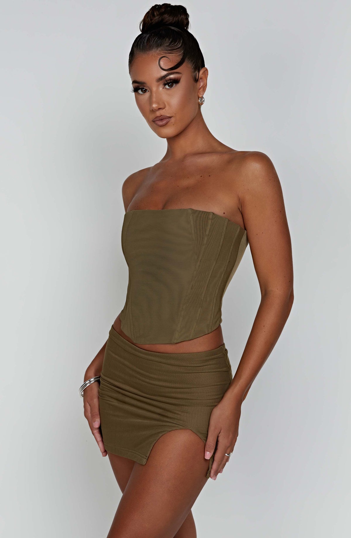 Flourenne Aria Mini Skirt in Khaki