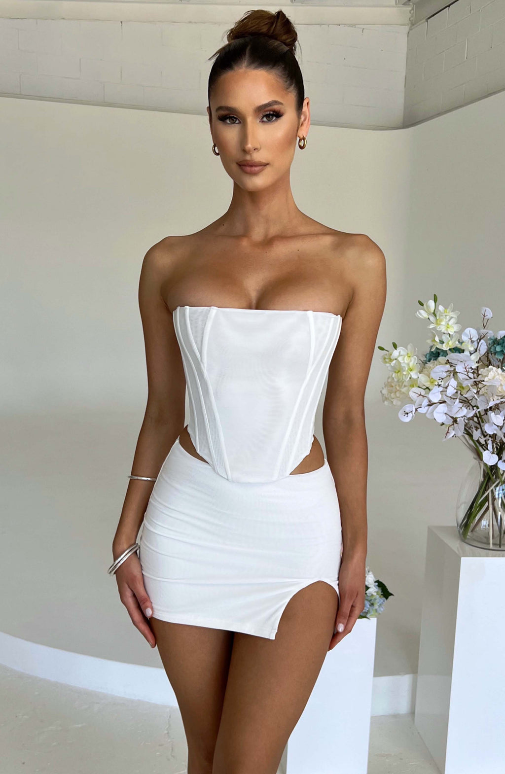 Flourenne Aria Mini Skirt in White