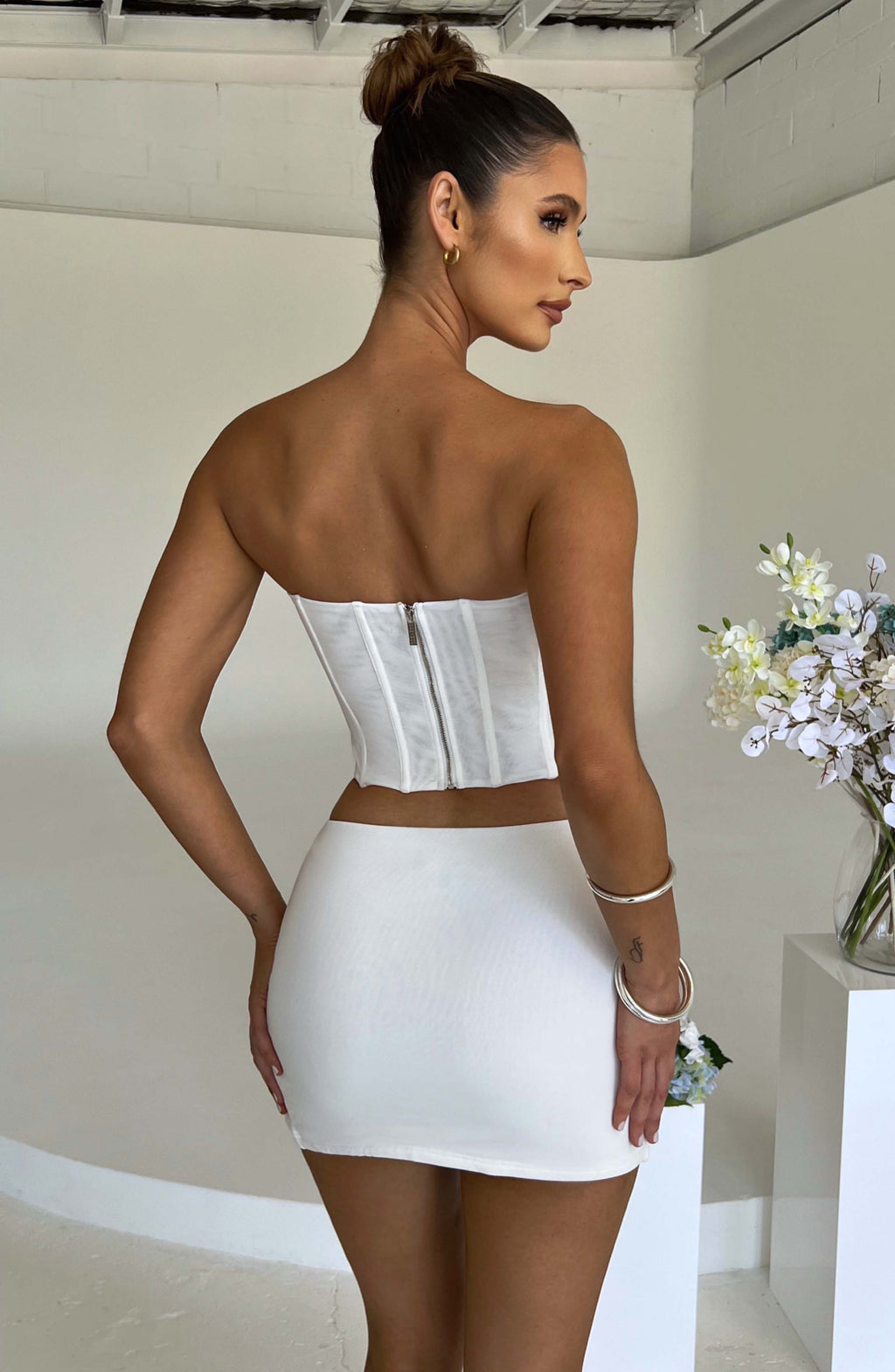 Flourenne Aria Mini Skirt in White