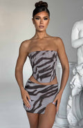 Flourenne Aria Mini Skirt in Zebra Print
