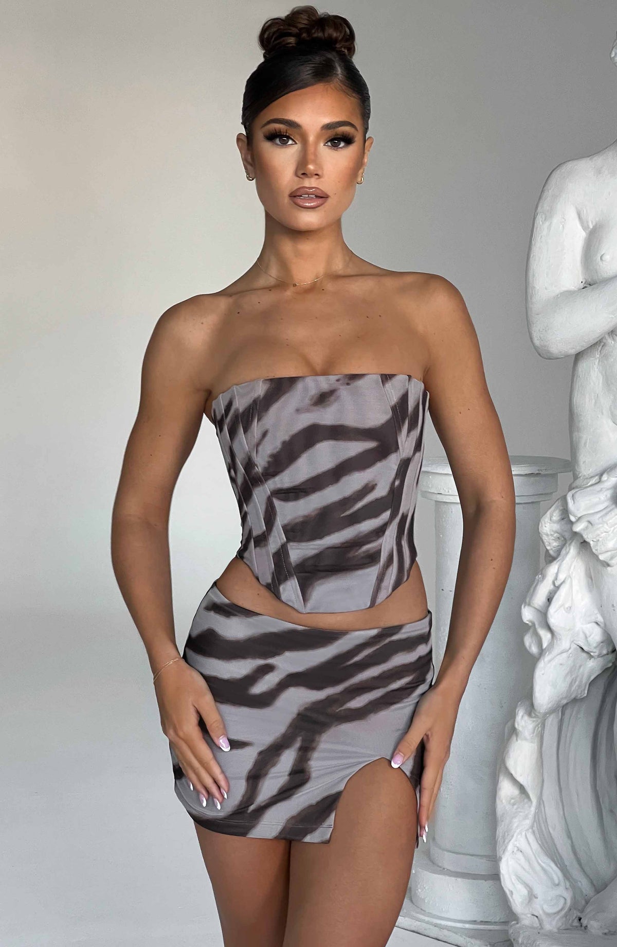 Flourenne Aria Mini Skirt in Zebra Print
