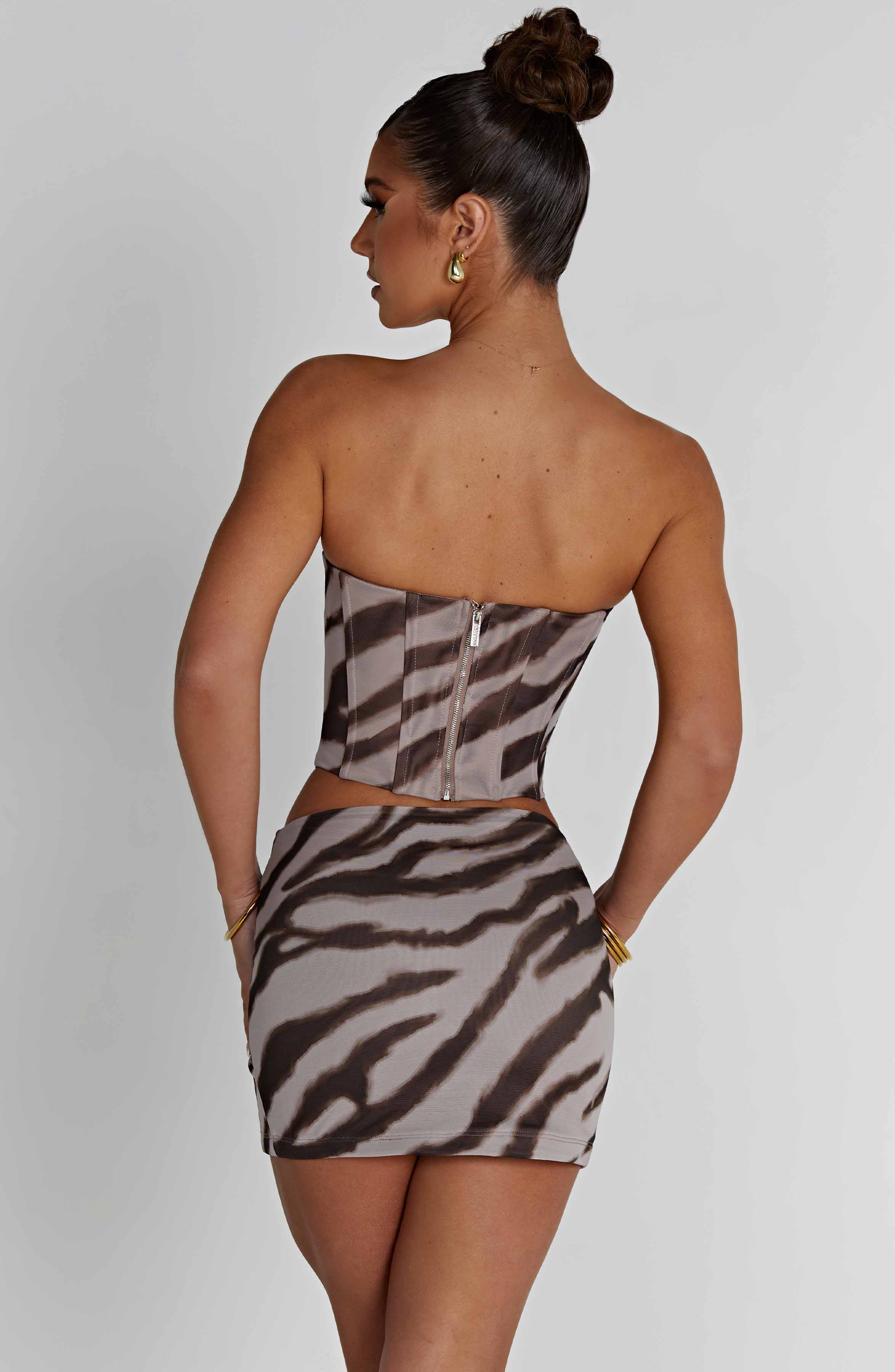 Flourenne Aria Mini Skirt in Zebra Print