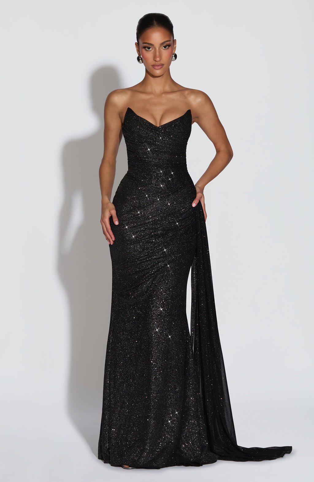 Flourenne Ashira Maxi Dress in Black Sparkle