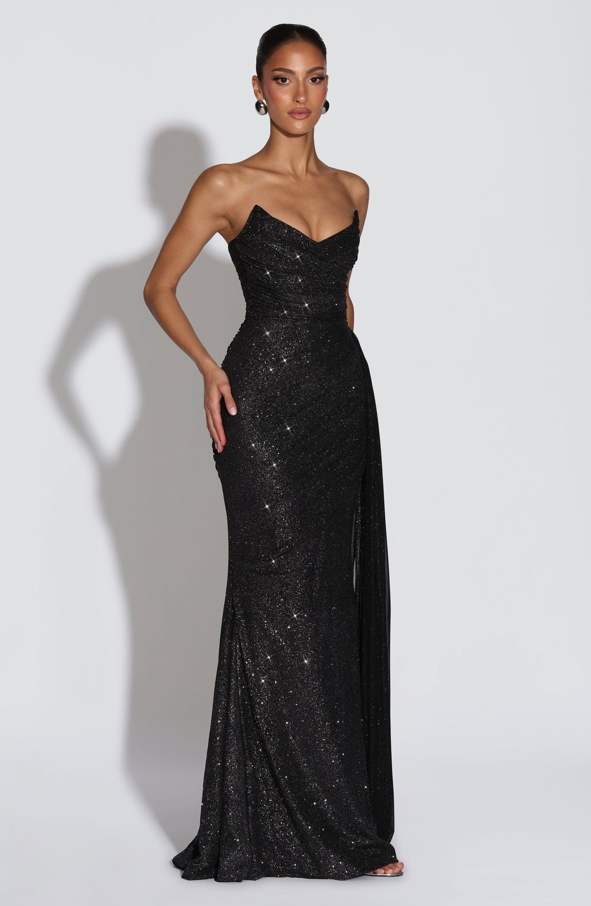 Flourenne Ashira Maxi Dress in Black Sparkle