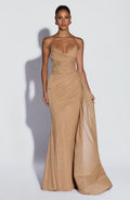 Flourenne Ashira Maxi Dress in Gold Sparkle