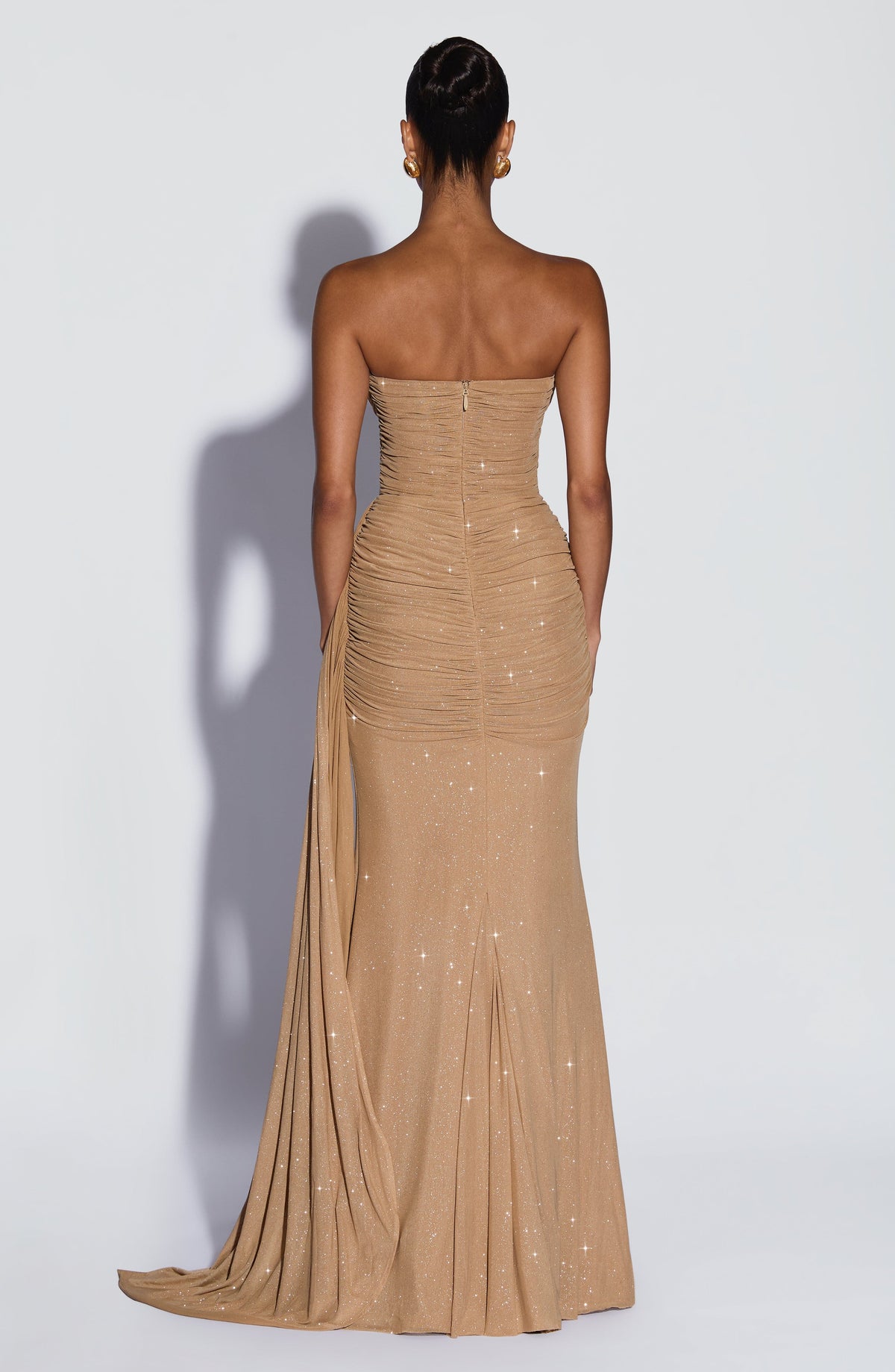 Flourenne Ashira Maxi Dress in Gold Sparkle