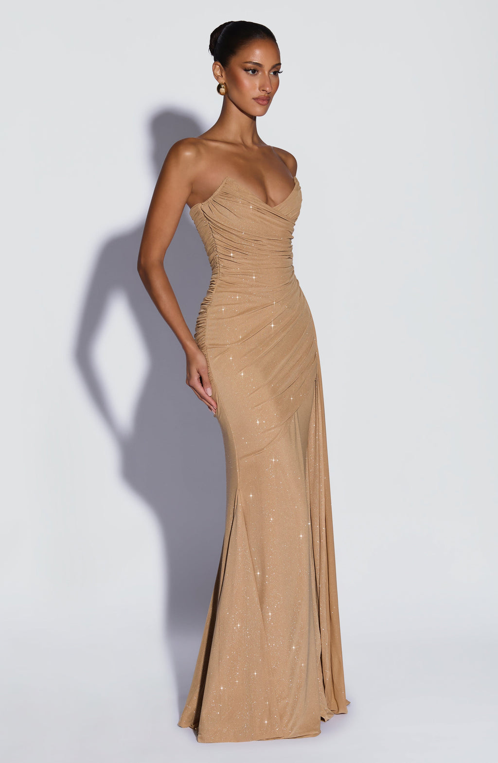Flourenne Ashira Maxi Dress in Gold Sparkle