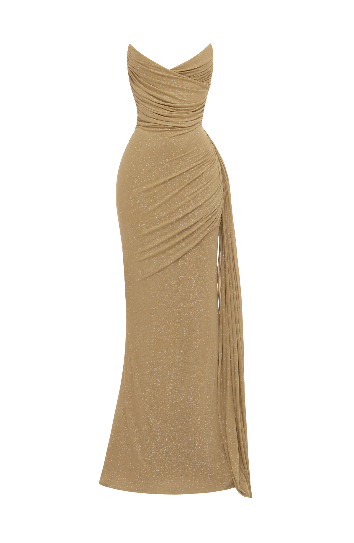 Flourenne Ashira Maxi Dress in Gold Sparkle