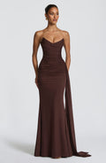 Flourenne Ashira Maxi Dress in Plum Brown