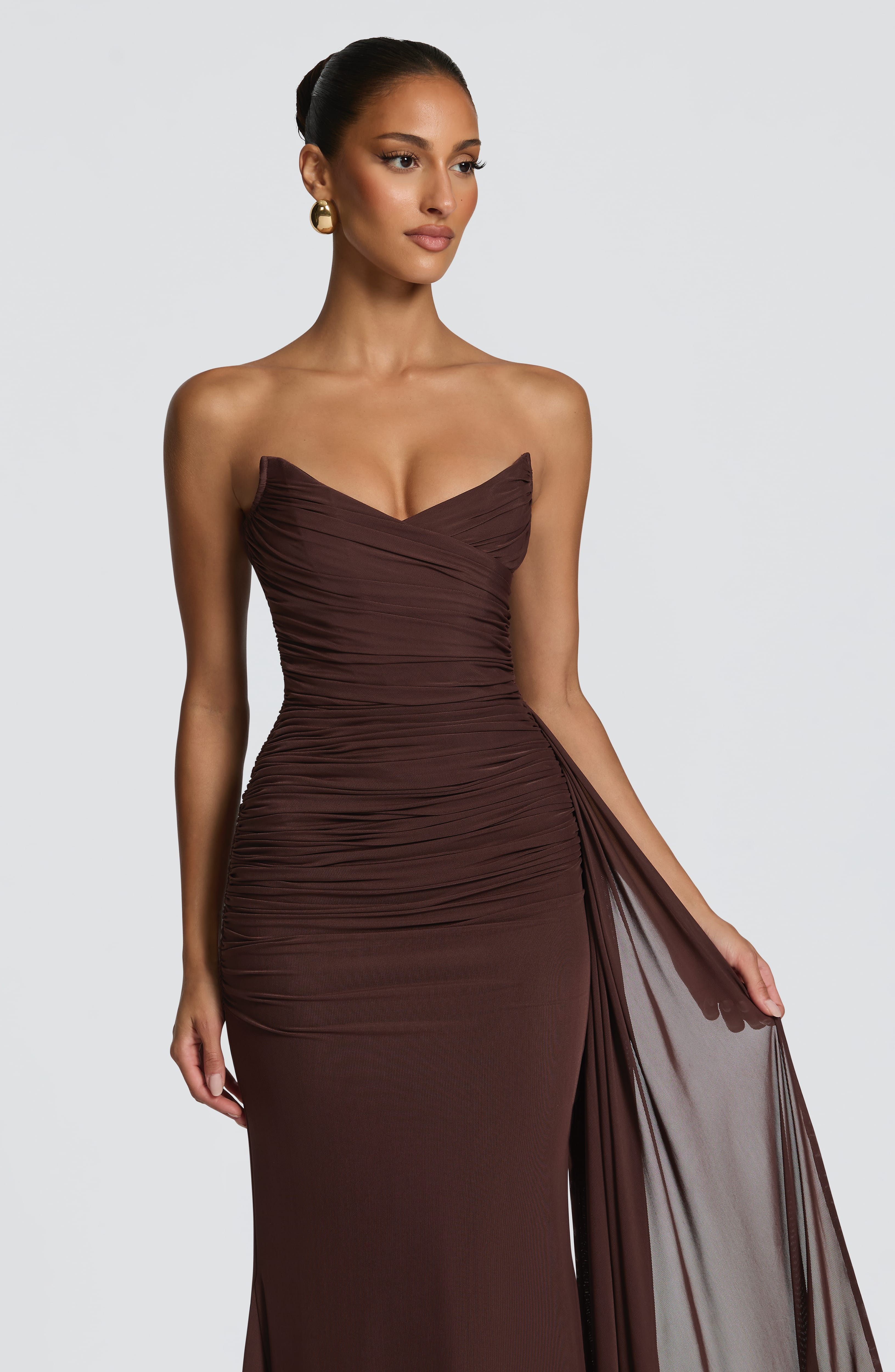 Flourenne Ashira Maxi Dress in Plum Brown