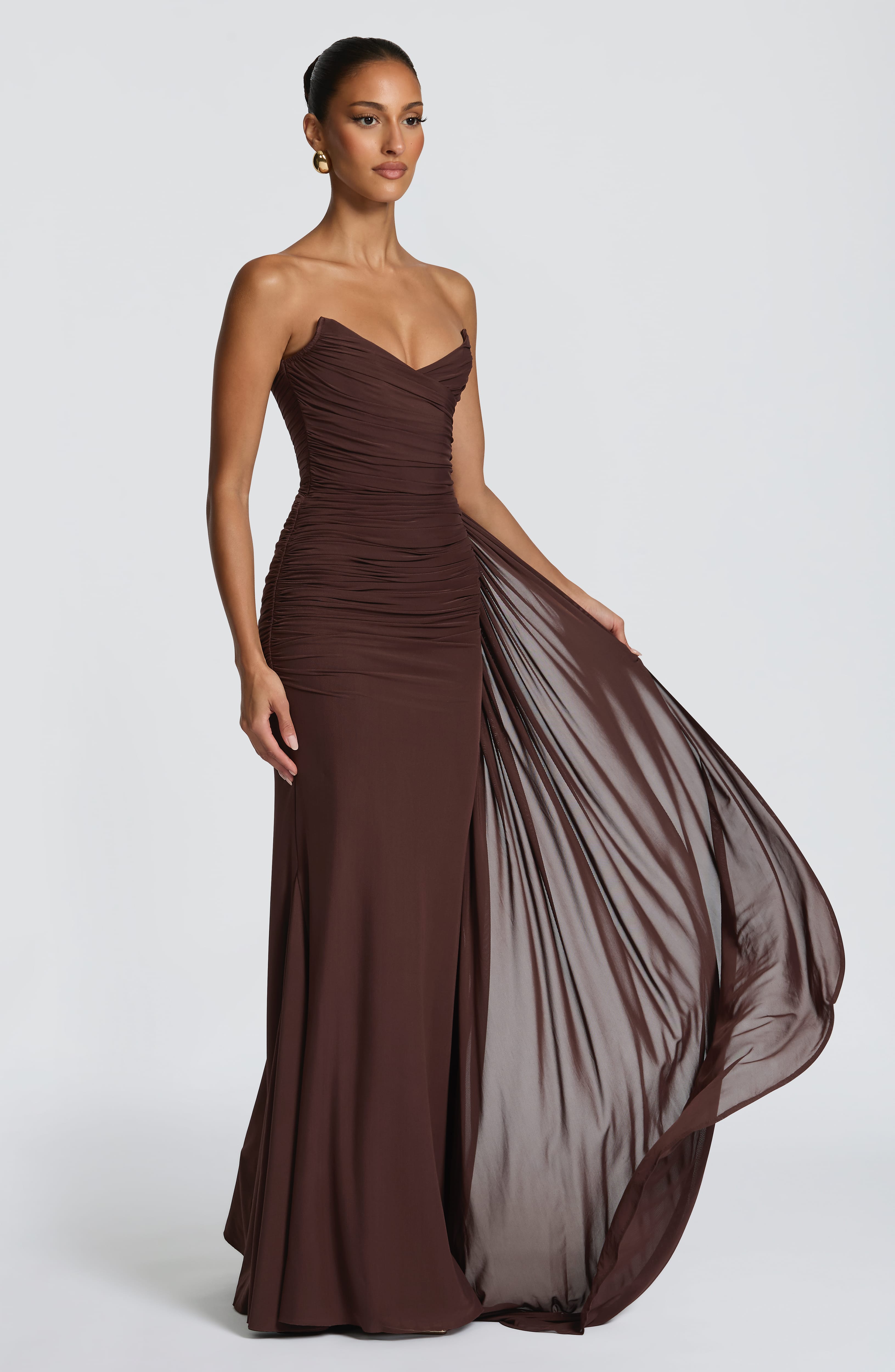 Flourenne Ashira Maxi Dress in Plum Brown