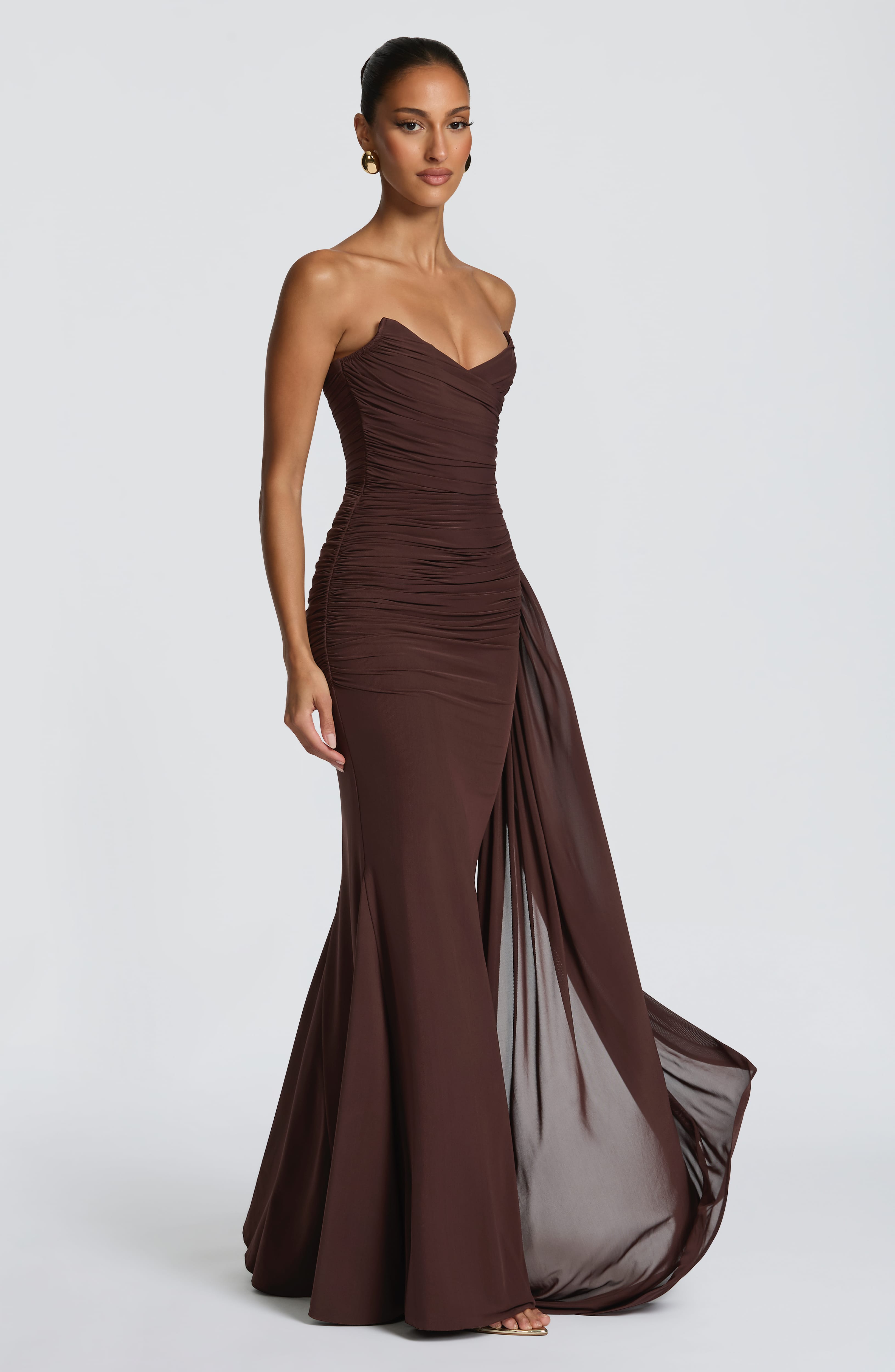 Flourenne Ashira Maxi Dress in Plum Brown