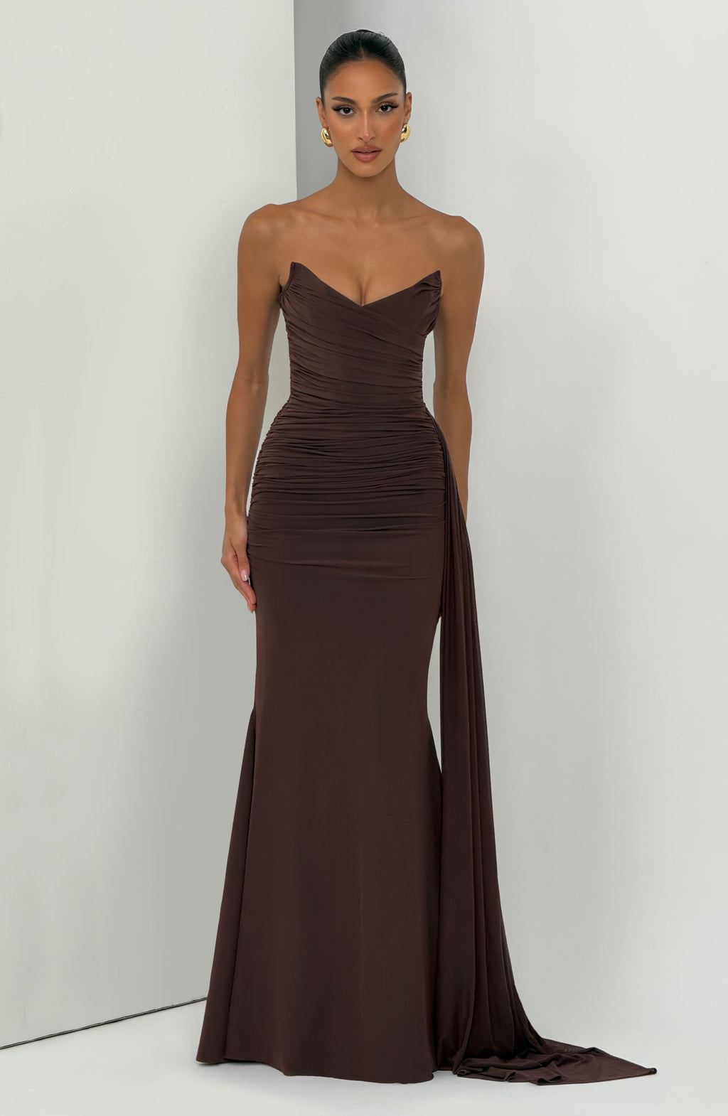 Flourenne Ashira Maxi Dress in Plum Brown