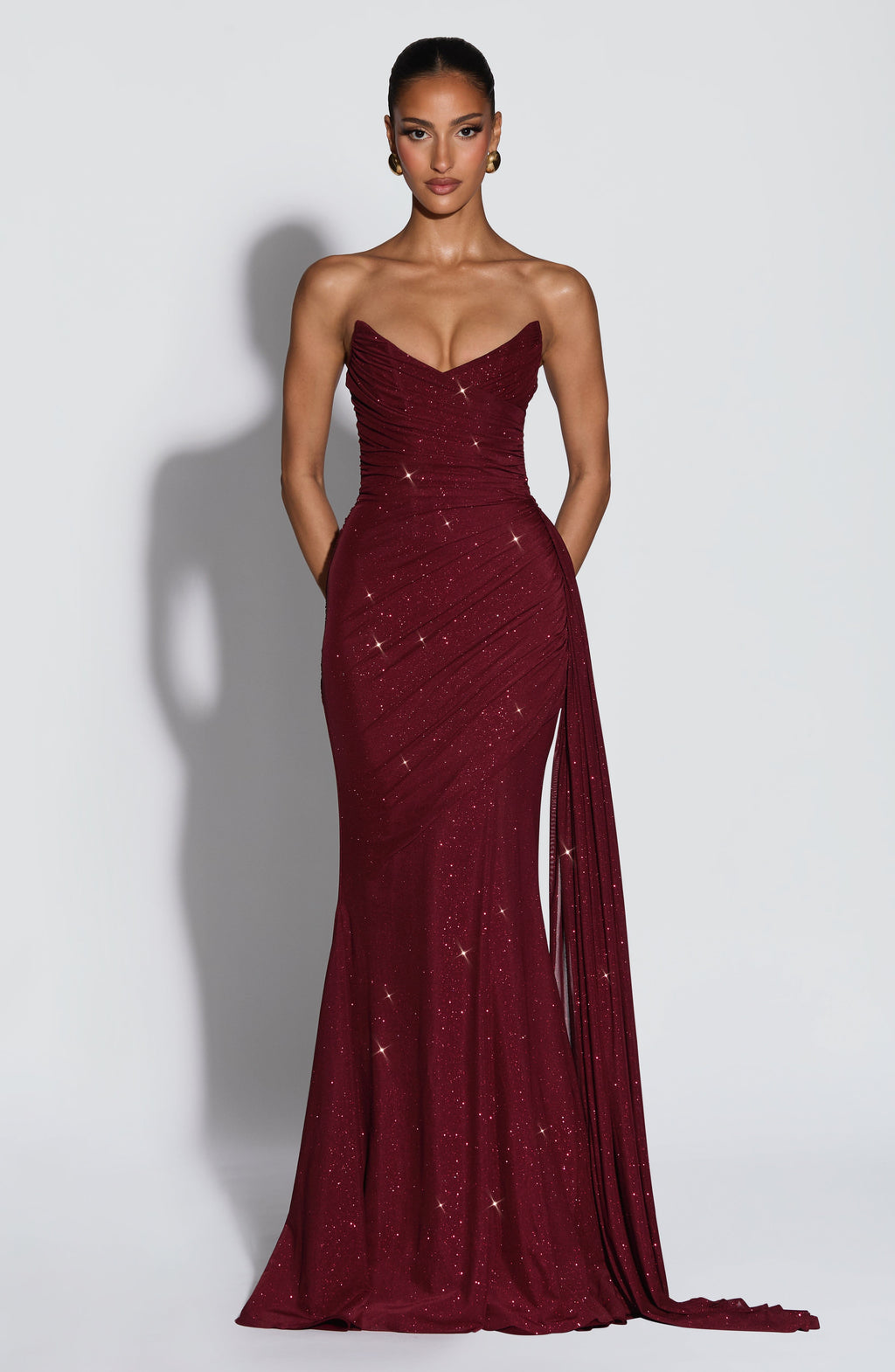 Flourenne Ashira Maxi Dress in Wine Sparkle