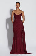 Flourenne Ashira Maxi Dress in Wine Sparkle