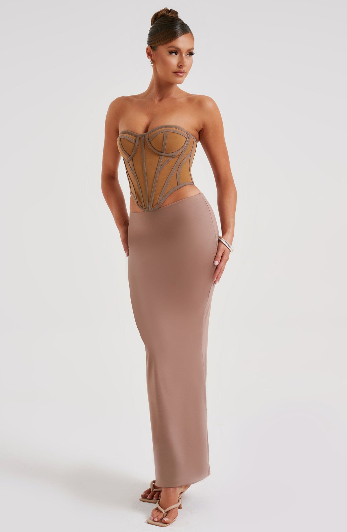 Flourenne Astara Maxi Skirt in Chocolate