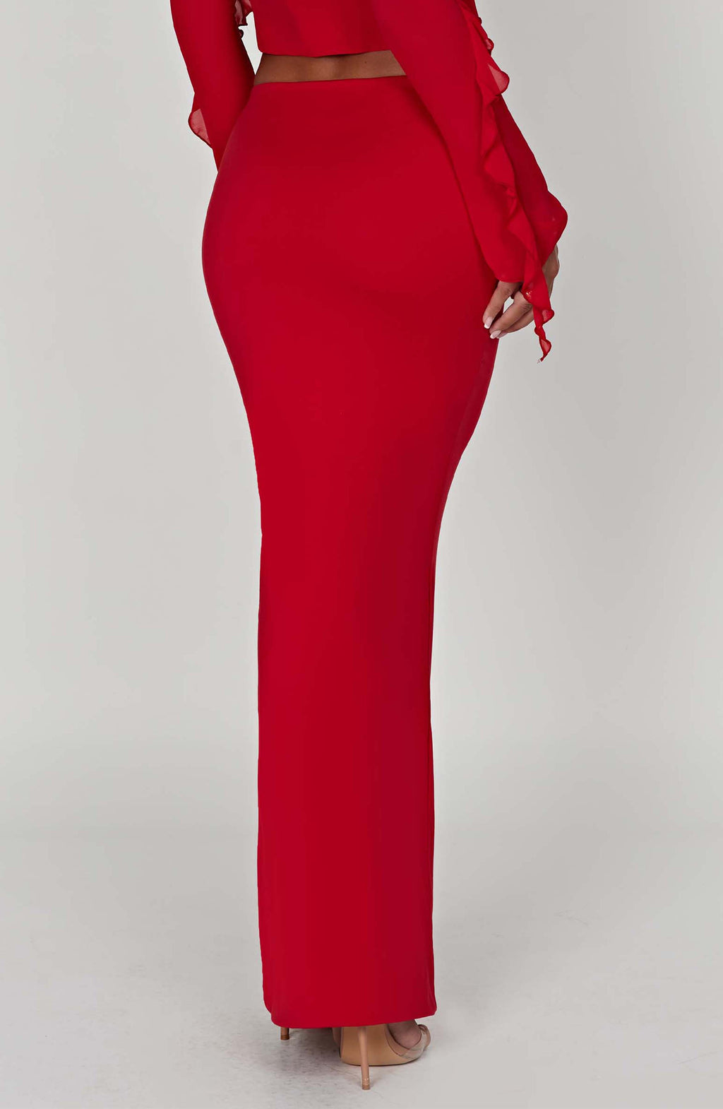 Flourenne Astara Maxi Skirt in Red